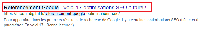 balise TITLE optimisations google seo - Mounir Digital