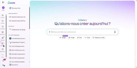 Canva AI 2.0 : interface de l'IA conversationnelle de création dans Canva 2026
